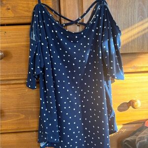 Kaileigh Navy and White Polka Dot Blouse